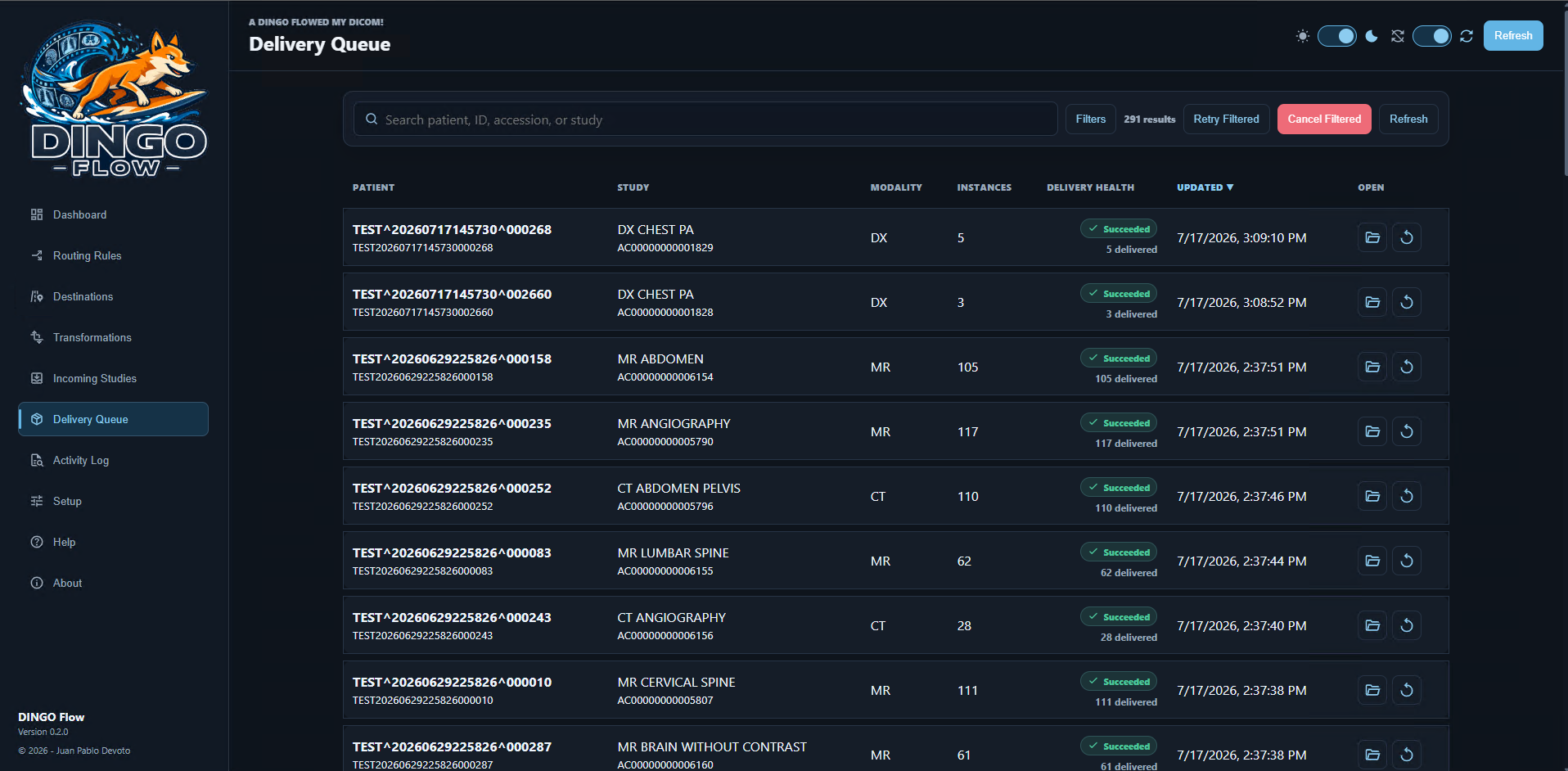 DINGO Flow Delivery Queue screenshot