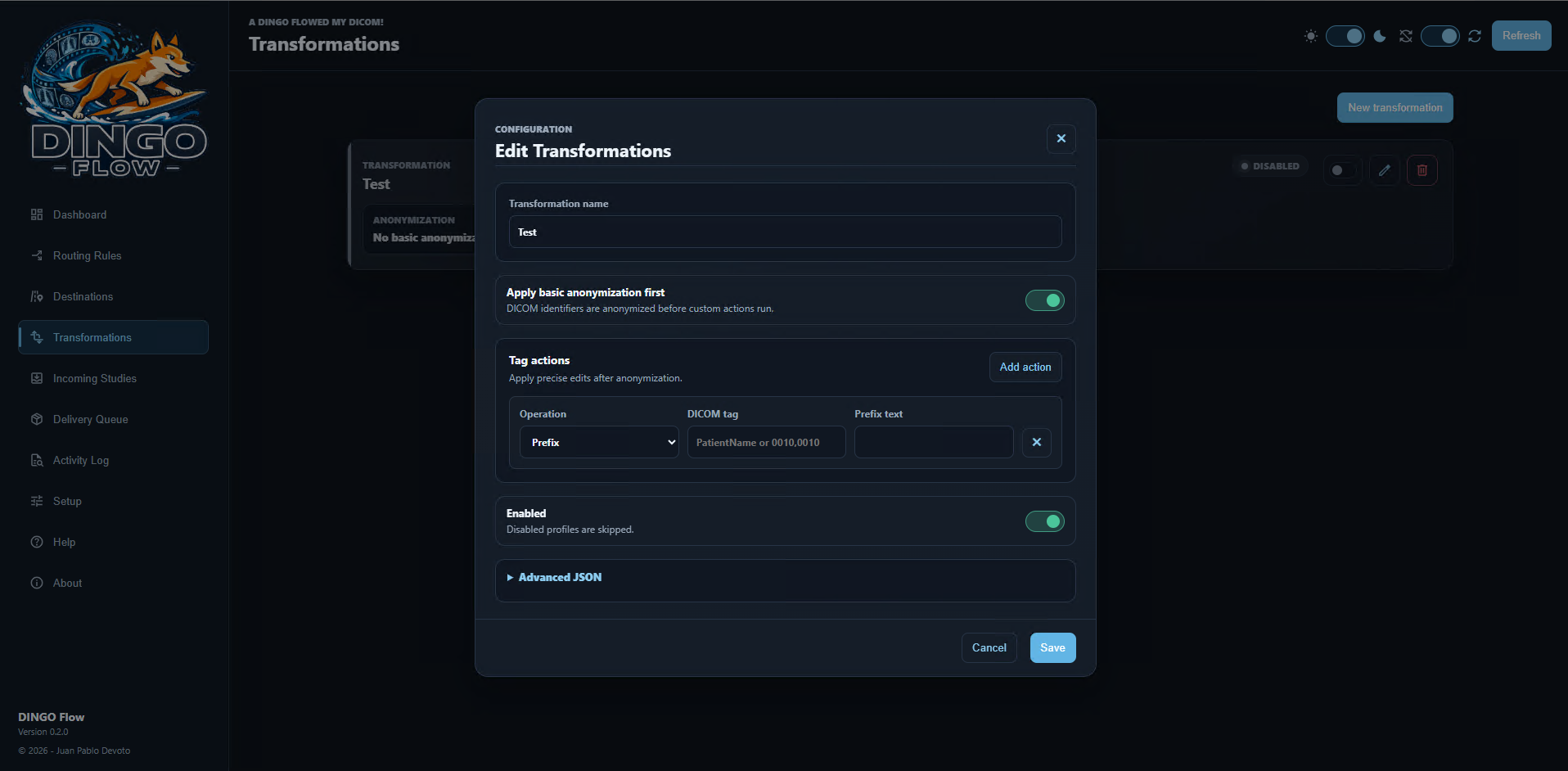 DINGO Flow Transformations screenshot